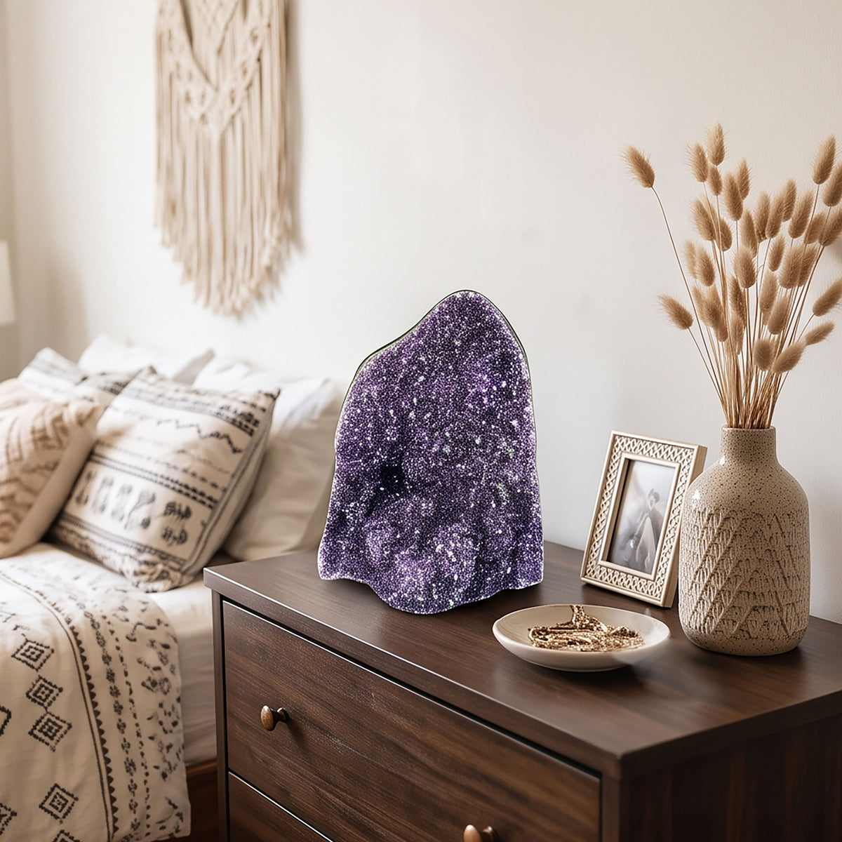 Amethyst Druzy Geode 6" Natural Brazilian Purple Standing Crystal Display Specimen