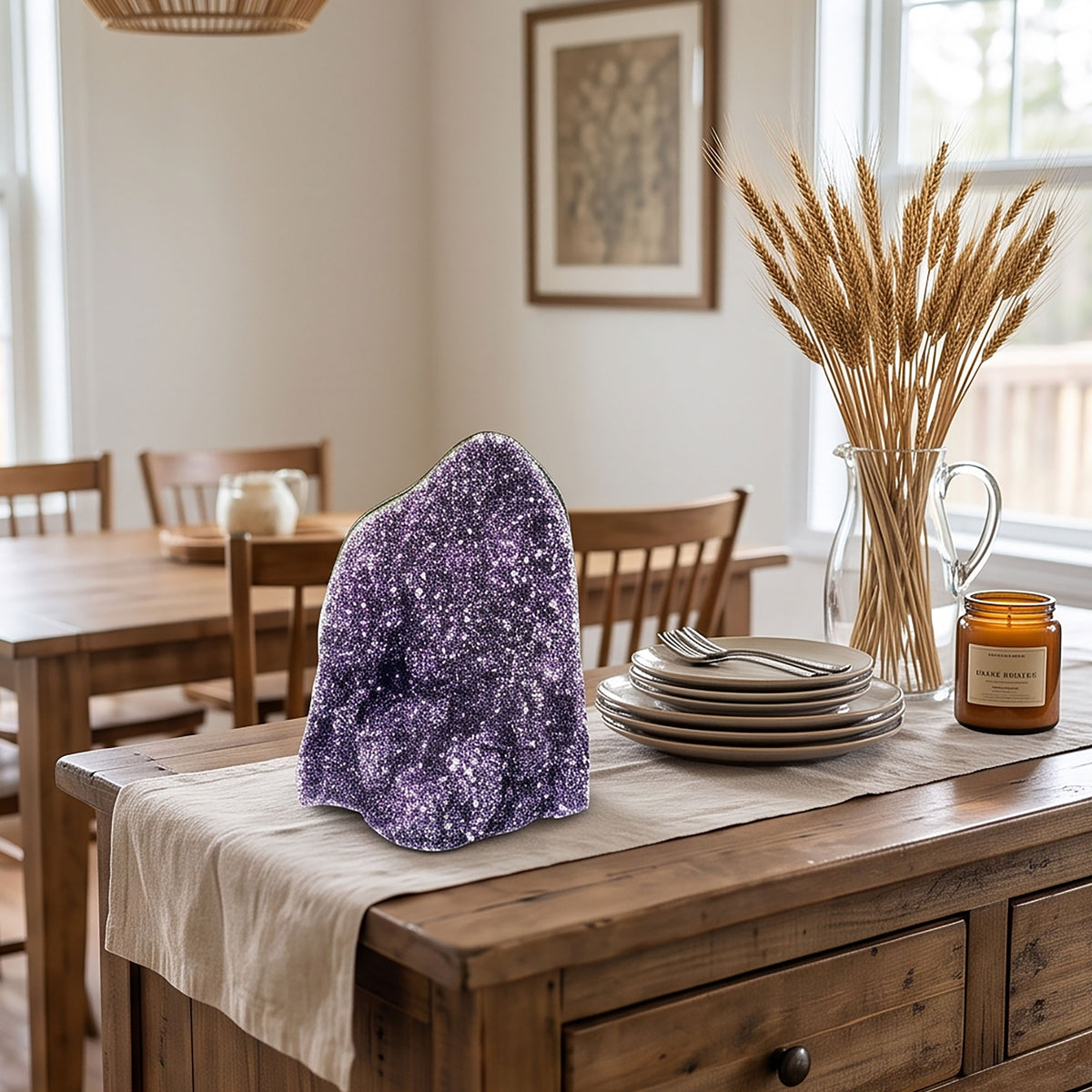 Amethyst Druzy Geode 6" Natural Brazilian Purple Standing Crystal Display Specimen