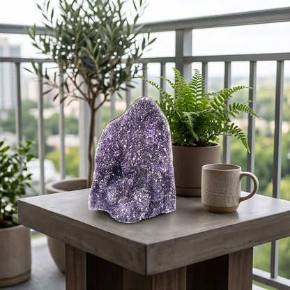 Amethyst Druzy Geode 6" Natural Brazilian Purple Standing Crystal Display Specimen