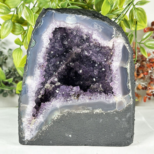 Deep Purple Amethyst Crystal Geode - Gem Avenue Retail