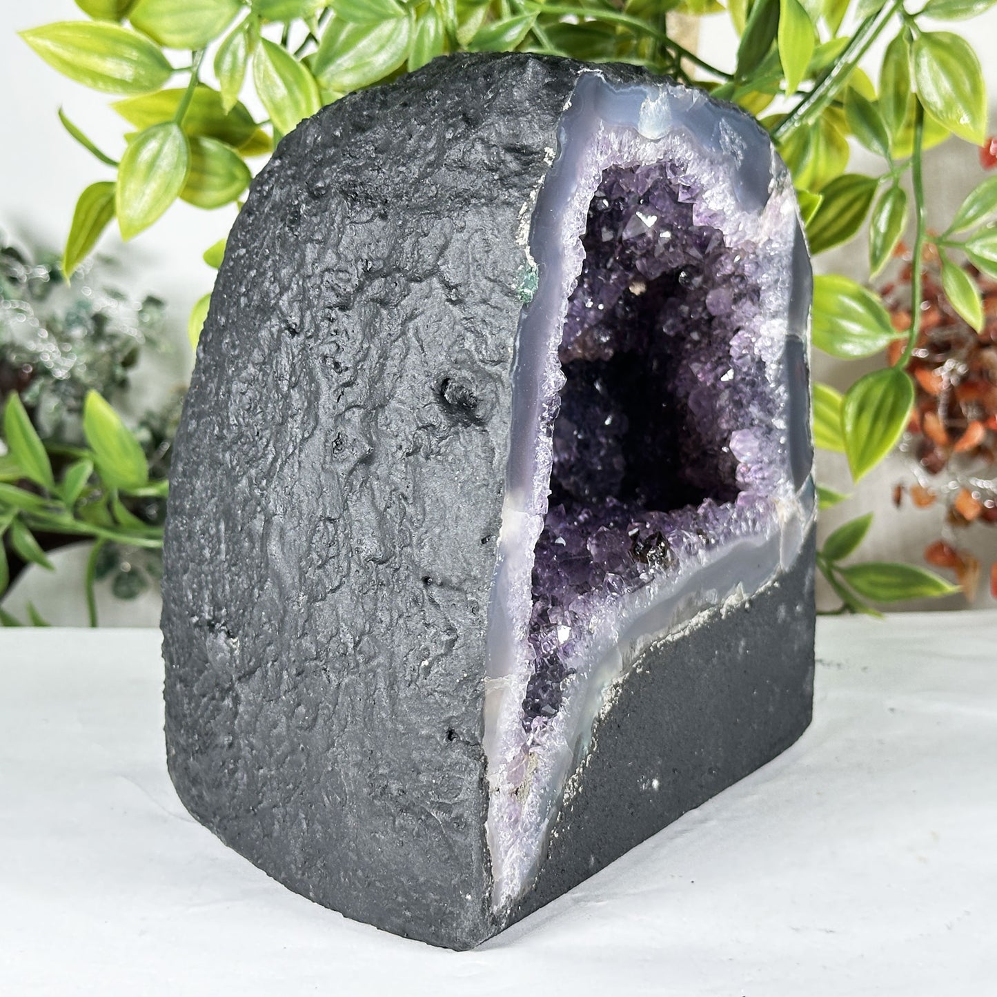 Deep Purple Amethyst Crystal Geode - Gem Avenue Retail