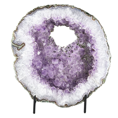 Natural Amethyst Geode Slice 9" Purple Crystal Cluster Display Specimen