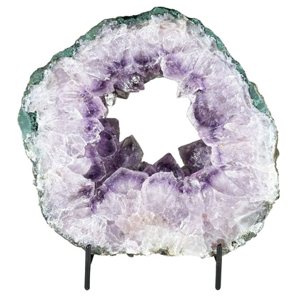 Natural Amethyst Geode Slice 8.5" Purple Crystal Cluster Display Specimen