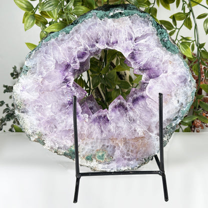 Natural Amethyst Geode Slice 8.5" Purple Crystal Cluster Display Specimen