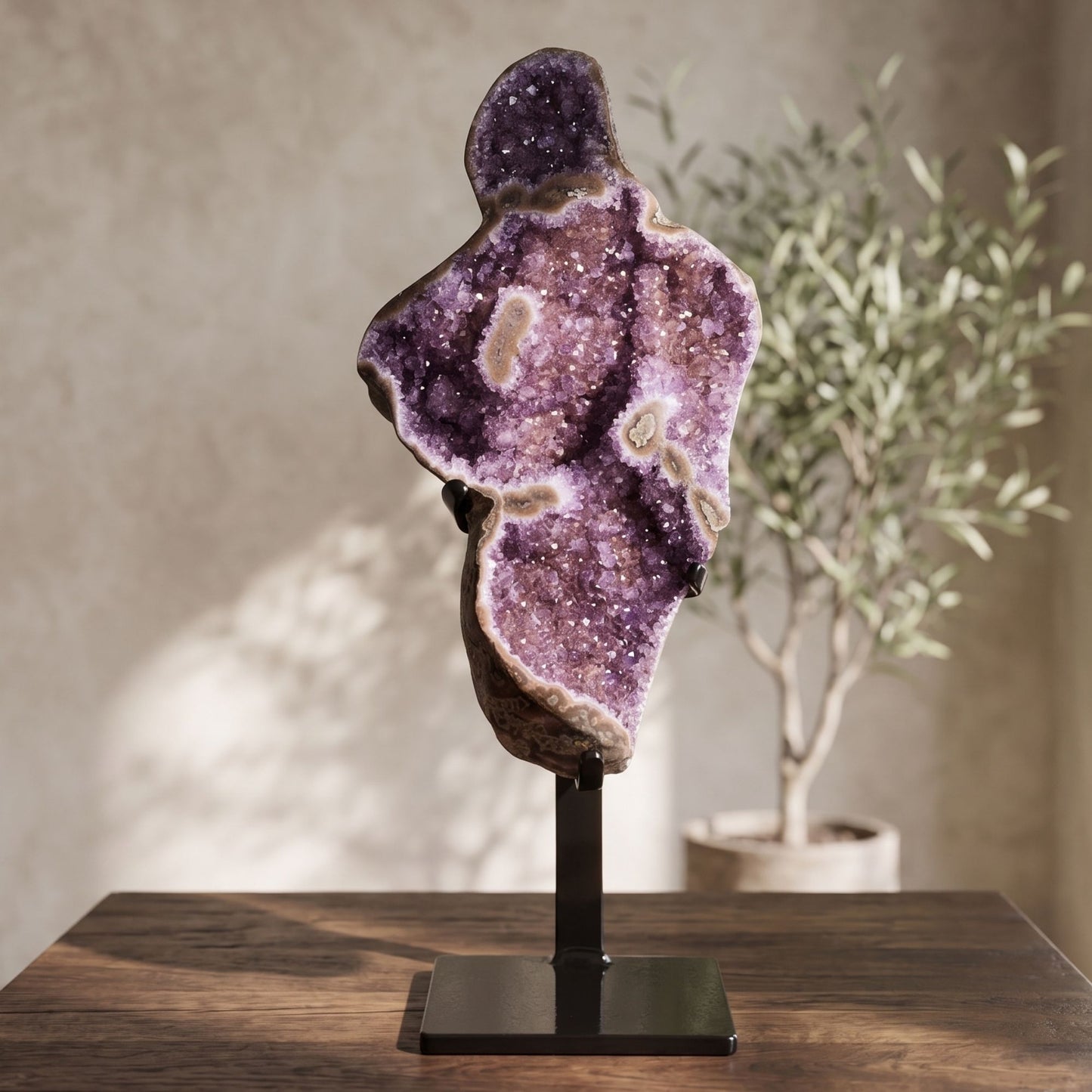 Amethyst Geode Deep Purple Crystal Cluster 11" Tall
