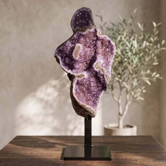 Amethyst Geode Deep Purple Crystal Cluster 11" Tall