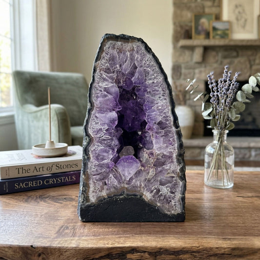 10" Amethyst Geode Large Cathedral Crystal Cluster Natural Display Specimen