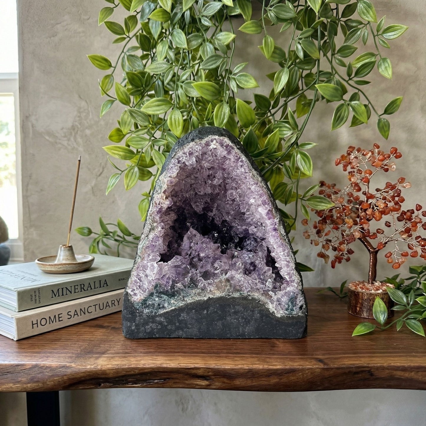 7.25" Amethyst Geode Crystal Cave Cluster Natural Display Specimen