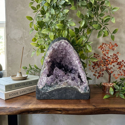 7.25" Amethyst Geode Crystal Cave Cluster Natural Display Specimen