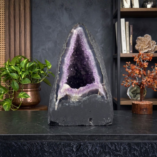 Amethyst Cathedral Geode Deep Cave Cluster Brazil 11.5" Tall