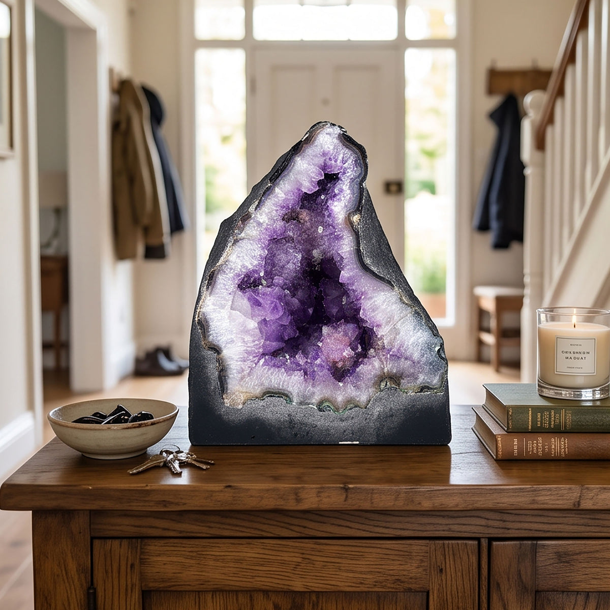 Amethyst Cathedral Geode 10" Tall Natural Brazilian Purple Crystal Cluster Display Specimen