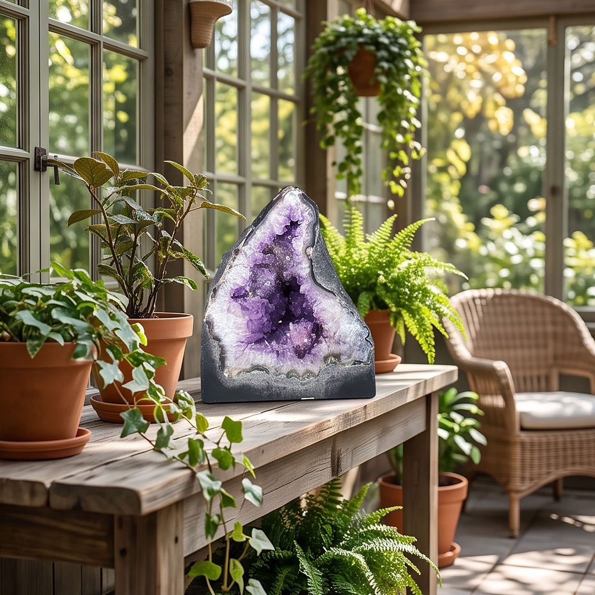 Amethyst Cathedral Geode 10" Tall Natural Brazilian Purple Crystal Cluster Display Specimen