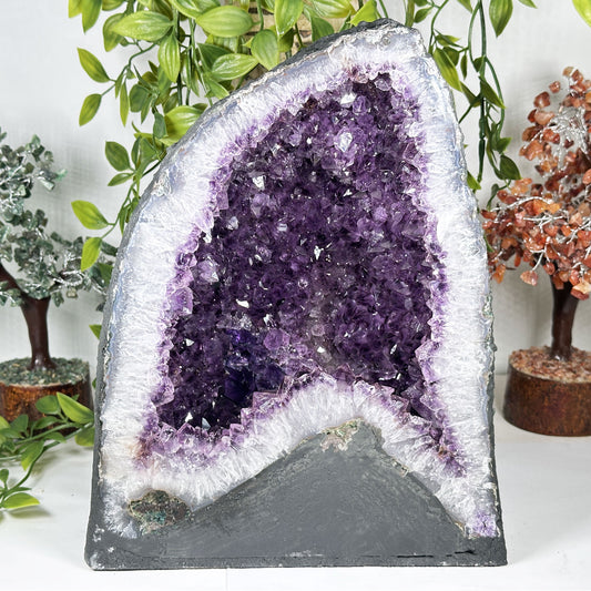 Amethyst Cathedral Geode Deep Purple Crystal Cave Brazil 10.5" Tall