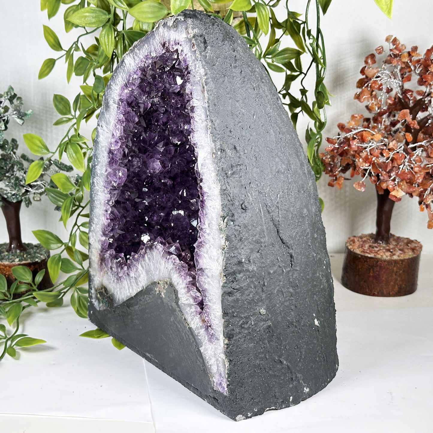 Amethyst Cathedral Geode Deep Purple Crystal Cave Brazil 10.5" Tall