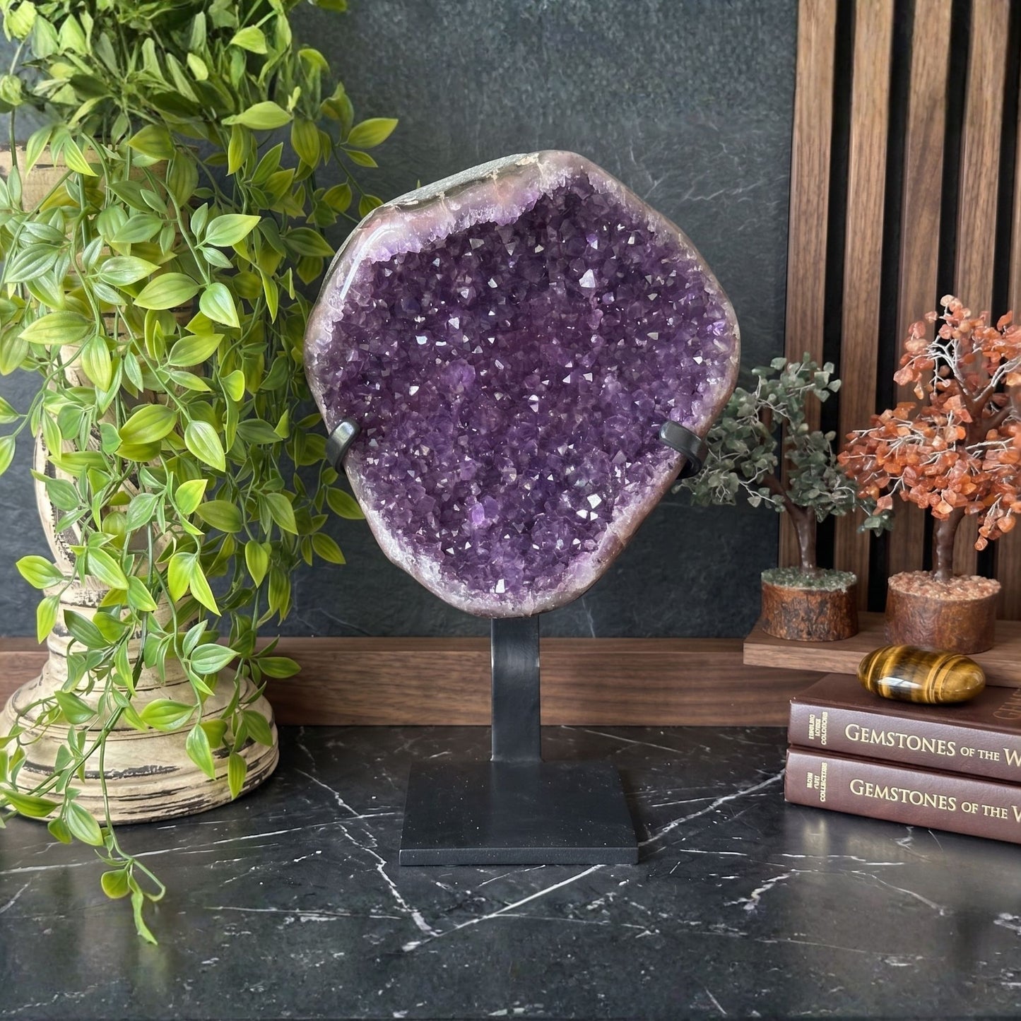 Amethyst Geode Deep Purple Crystal Cluster Uruguay 14.5" Tall