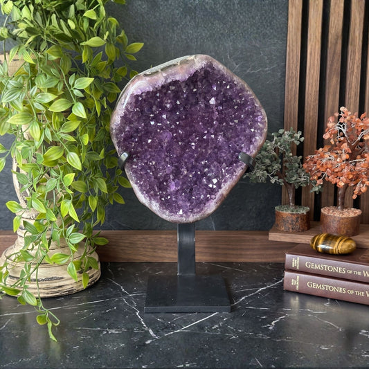 Amethyst Geode Deep Purple Crystal Cluster Uruguay 14.5" Tall