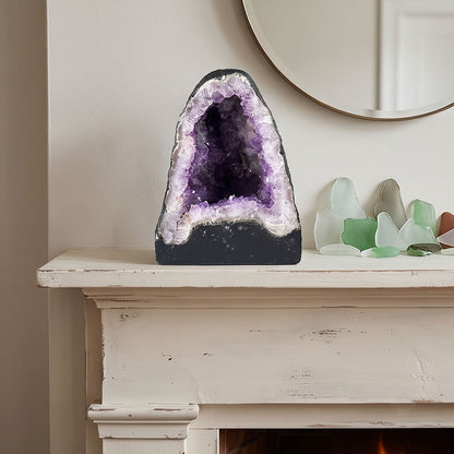 Natural 8.25" Brazilian Amethyst Geode Cathedral Purple Crystal Cluster Display Piece