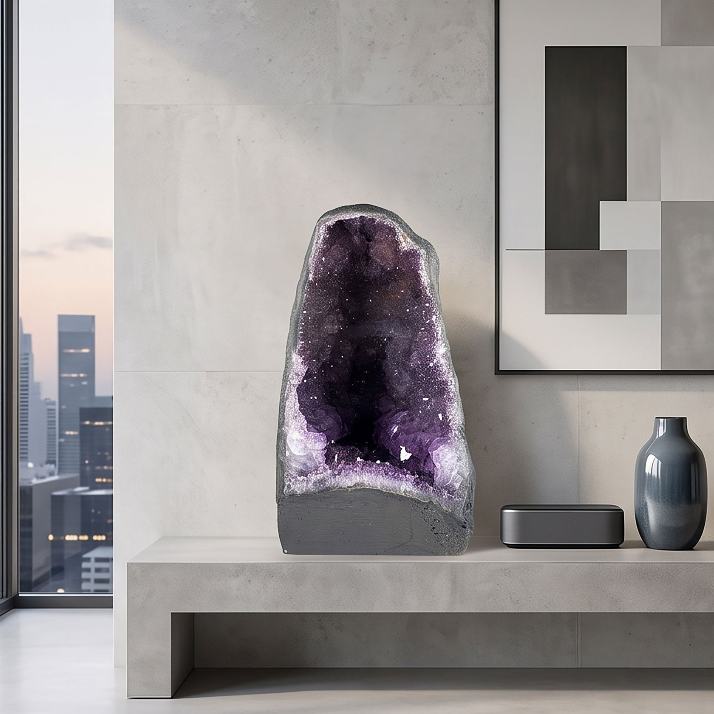 Amethyst Cathedral Geode Brazilian Natural Deep Purple Crystal Cave Display Specimen for Home Decor, Meditation, Collectors & Healing Decor