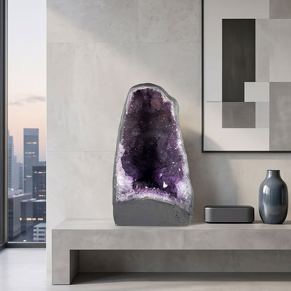 Amethyst Cathedral Geode Brazilian Natural Deep Purple Crystal Cave Display Specimen for Home Decor, Meditation, Collectors & Healing Decor