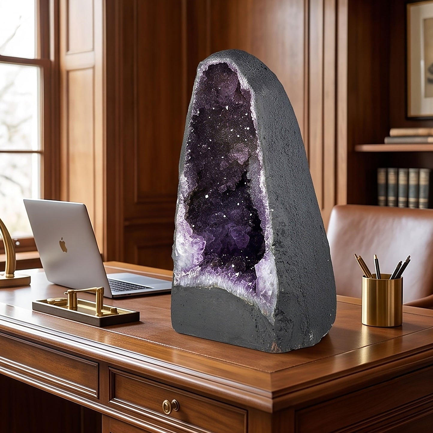 Amethyst Cathedral Geode Brazilian Natural Deep Purple Crystal Cave Display Specimen for Home Decor, Meditation, Collectors & Healing Decor
