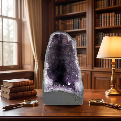 Amethyst Cathedral Geode Brazilian Natural Deep Purple Crystal Cave Display Specimen for Home Decor, Meditation, Collectors & Healing Decor