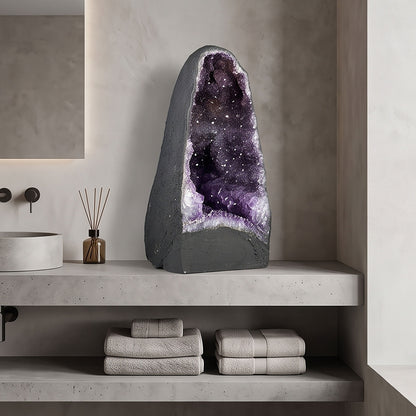 Amethyst Cathedral Geode Brazilian Natural Deep Purple Crystal Cave Display Specimen for Home Decor, Meditation, Collectors & Healing Decor