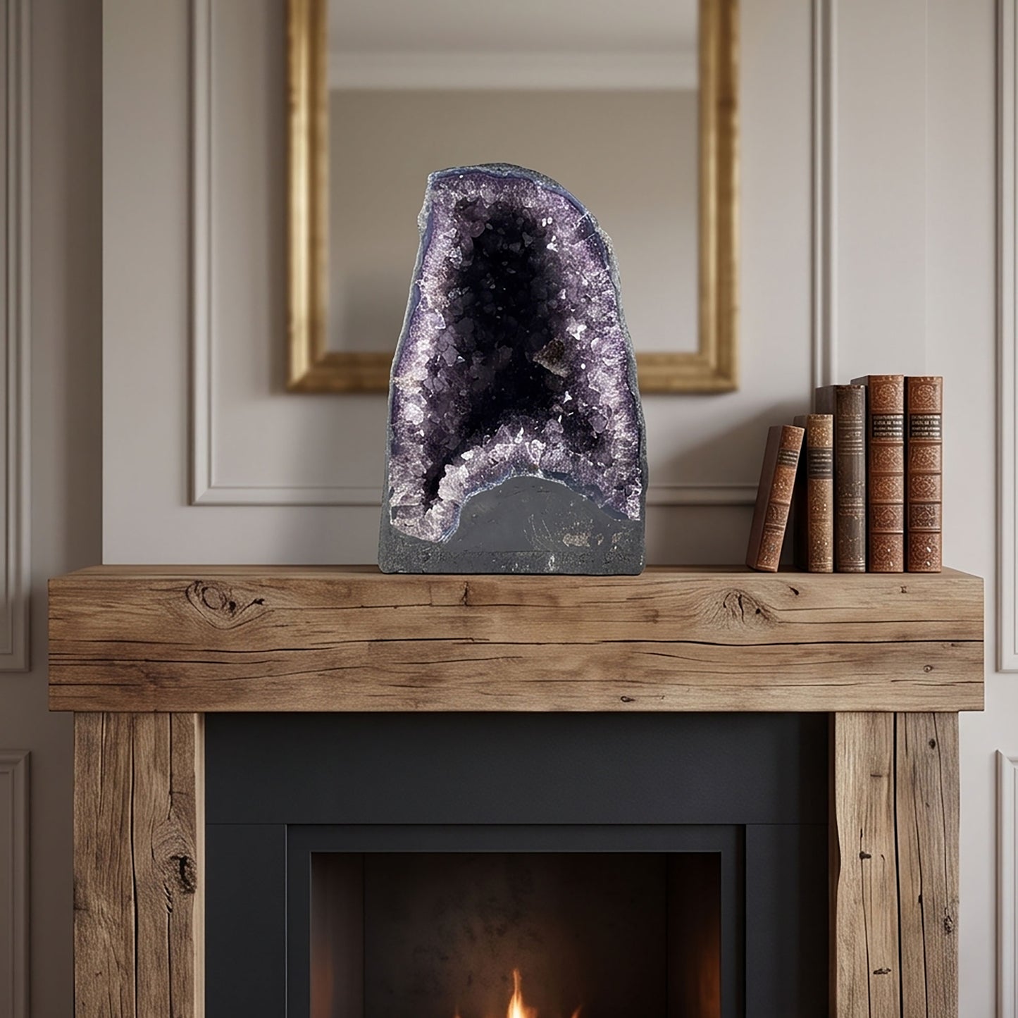 Natural 10.25" Brazilian Amethyst Geode Cathedral Deep Purple Crystal Cave Specimen for Home Decor & Collection