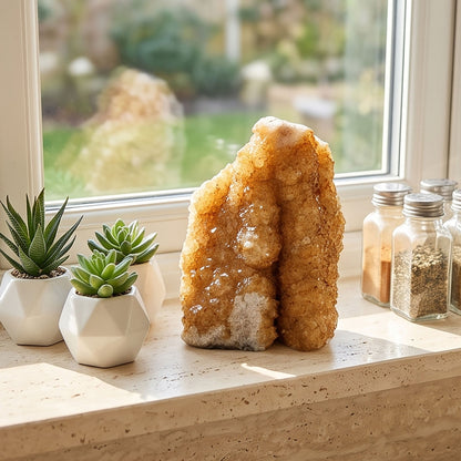 Natural Citrine Crystal Geode 5" Cluster for Home Decor Healing & Display