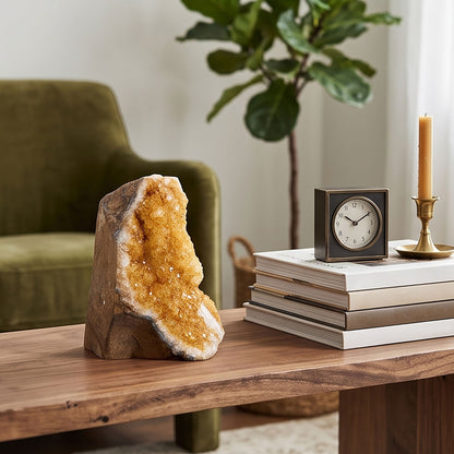 Natural Citrine Crystal Geode 5" Cluster for Home Decor Healing & Display