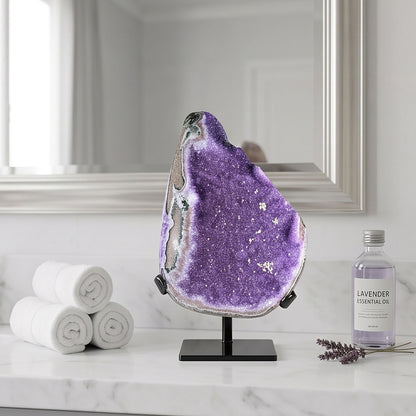 Large Uruguay Amethyst Geode 11" Natural Purple Crystal Cluster Display Specimen for Home Decor