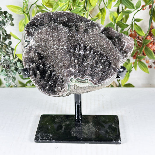Black Amethyst Crystal Geode - Gem Avenue Retail