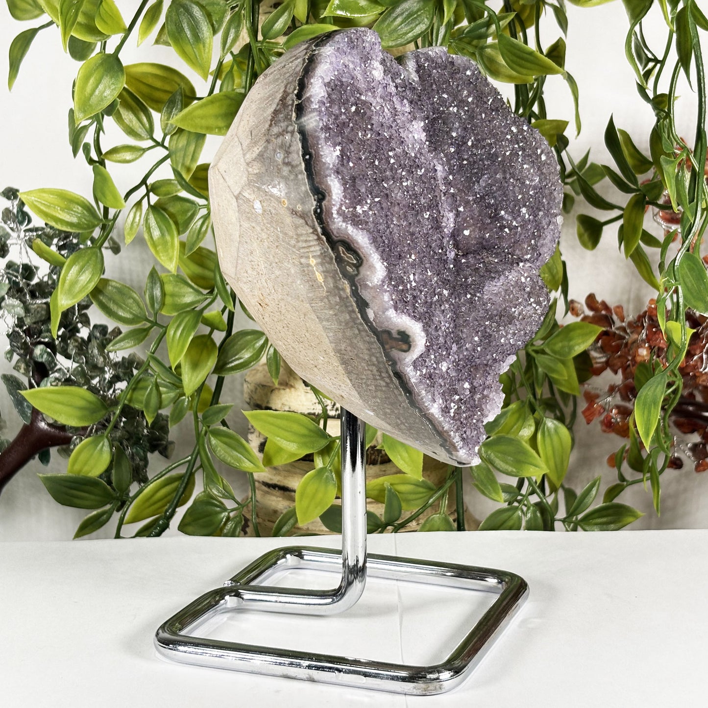 Amethyst Heart Crystal Geode - Gem Avenue Retail