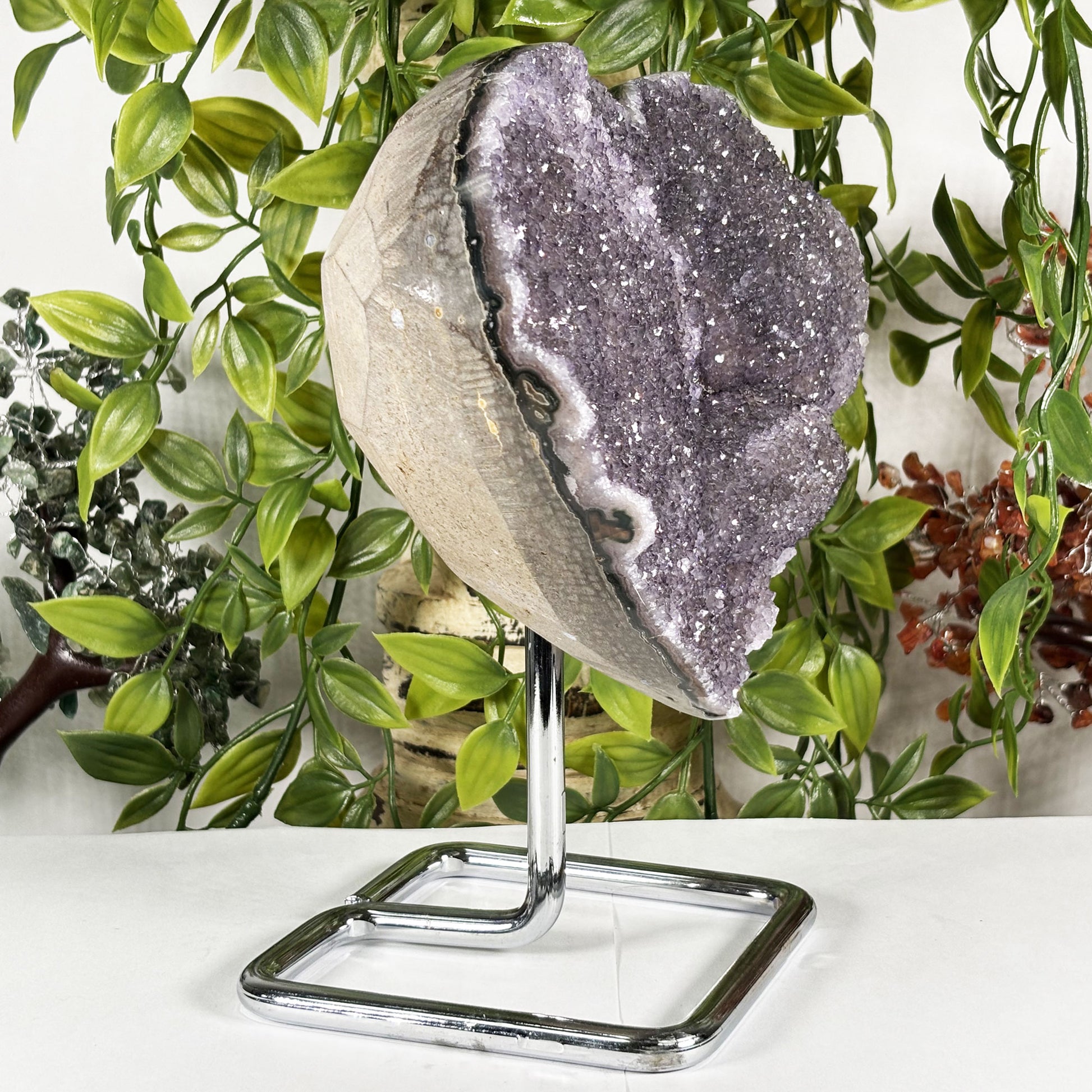 Amethyst Heart Crystal Geode - Gem Avenue Retail