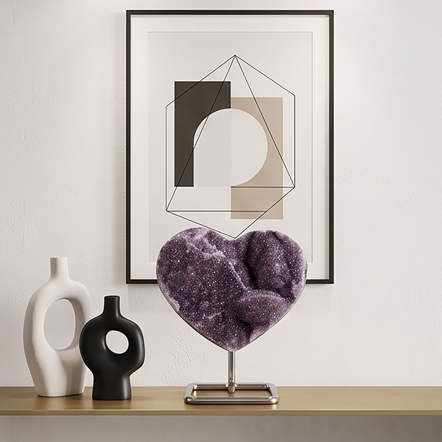 Natural Uruguay Amethyst Heart Geode 7.25" Purple Crystal Cluster Display Specimen Home Decor