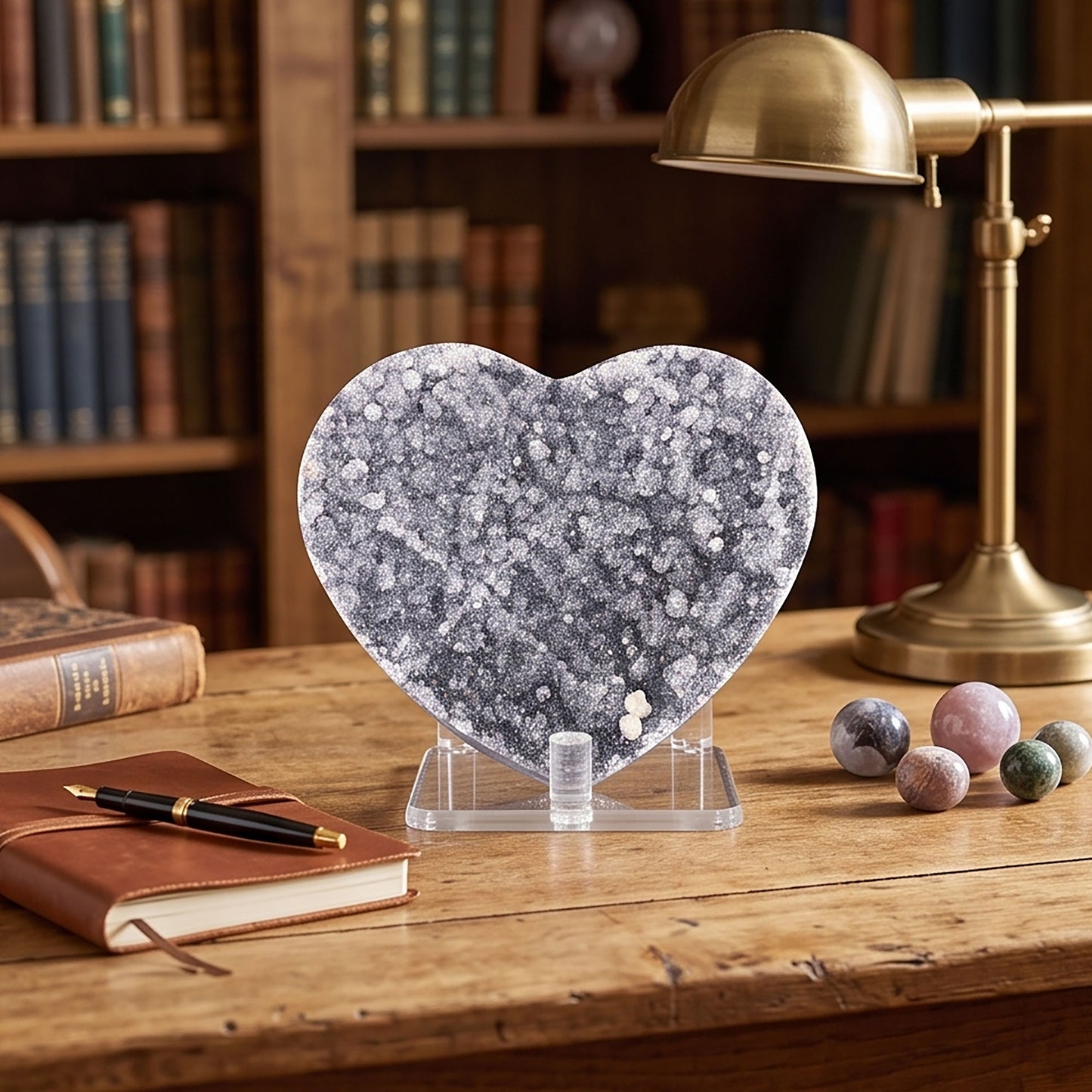 Natural Amethyst Heart Geode Crystal Cluster 3.75 Inch Druzy Display Stone Healing Home Decor Gift