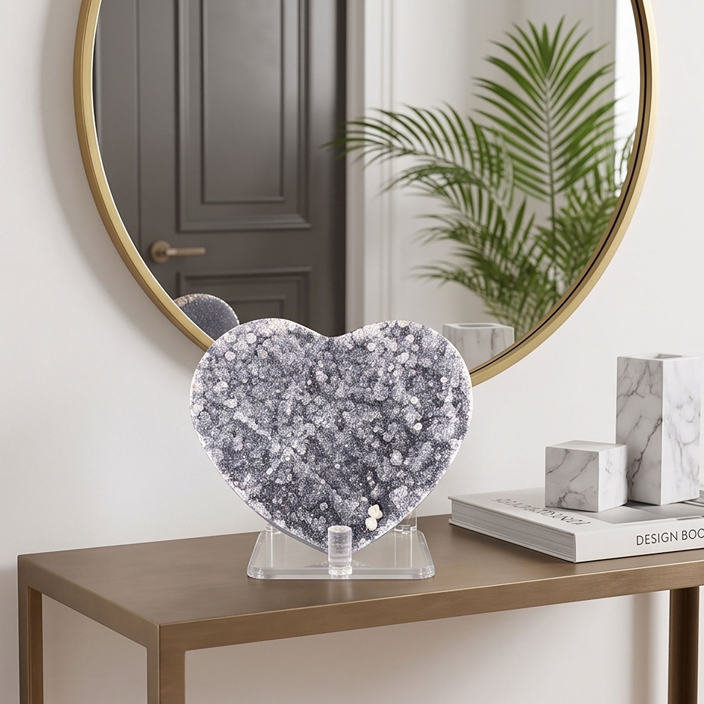 Natural Amethyst Heart Geode Crystal Cluster 3.75 Inch Druzy Display Stone Healing Home Decor Gift