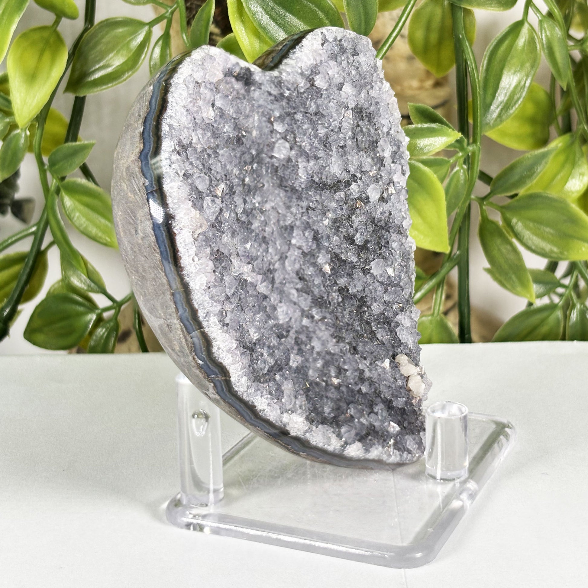Amethyst Heart Crystal Geode - Gem Avenue Retail