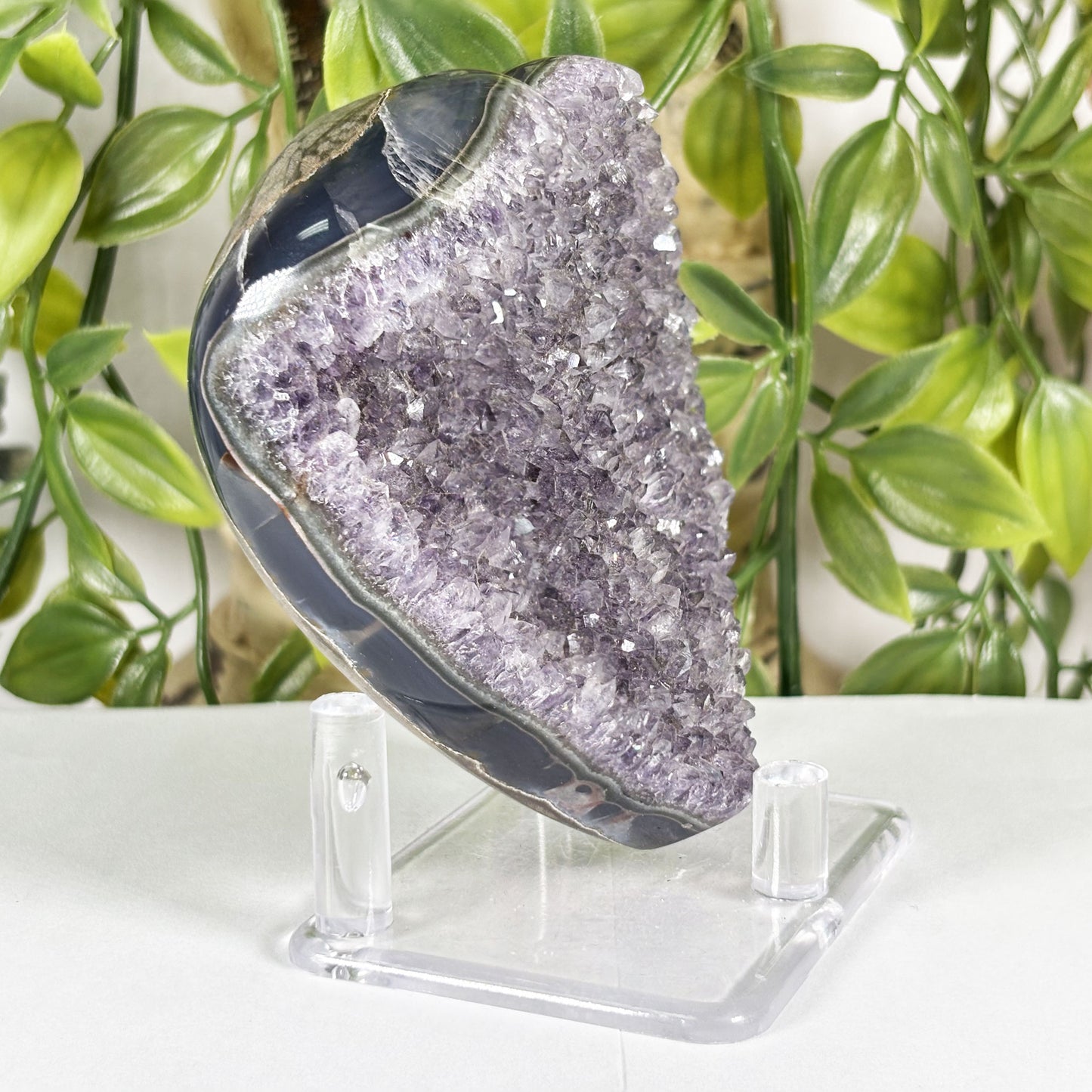 Amethyst Heart Crystal Geode - Gem Avenue Retail