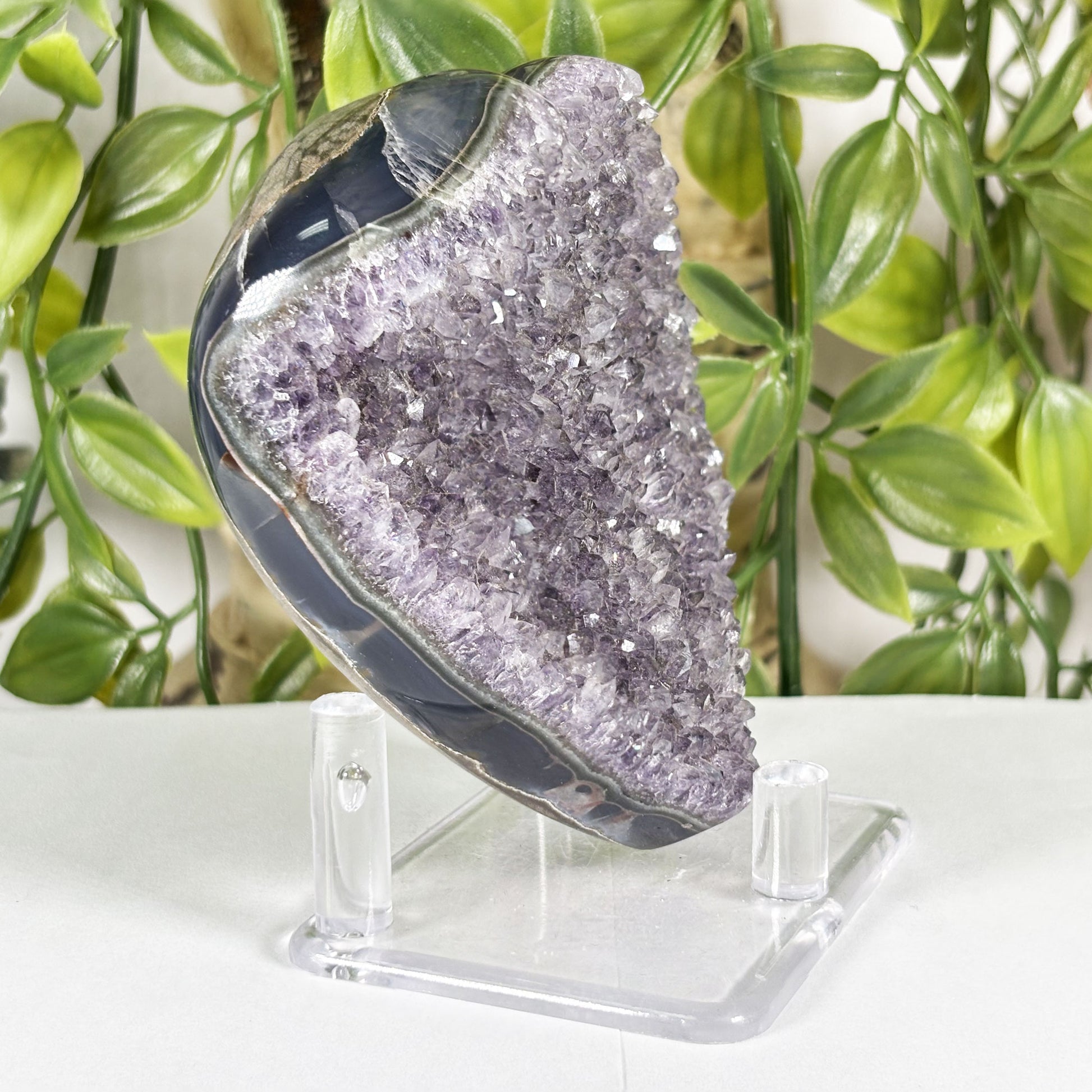 Amethyst Heart Crystal Geode - Gem Avenue Retail