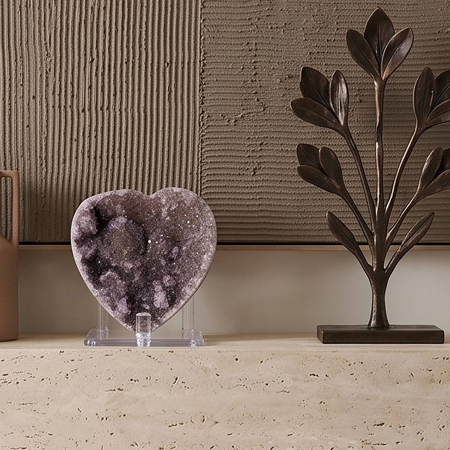Natural Amethyst Heart Geode 3" Crystal Cluster Druzy Display Stone Home Decor Healing Crystal