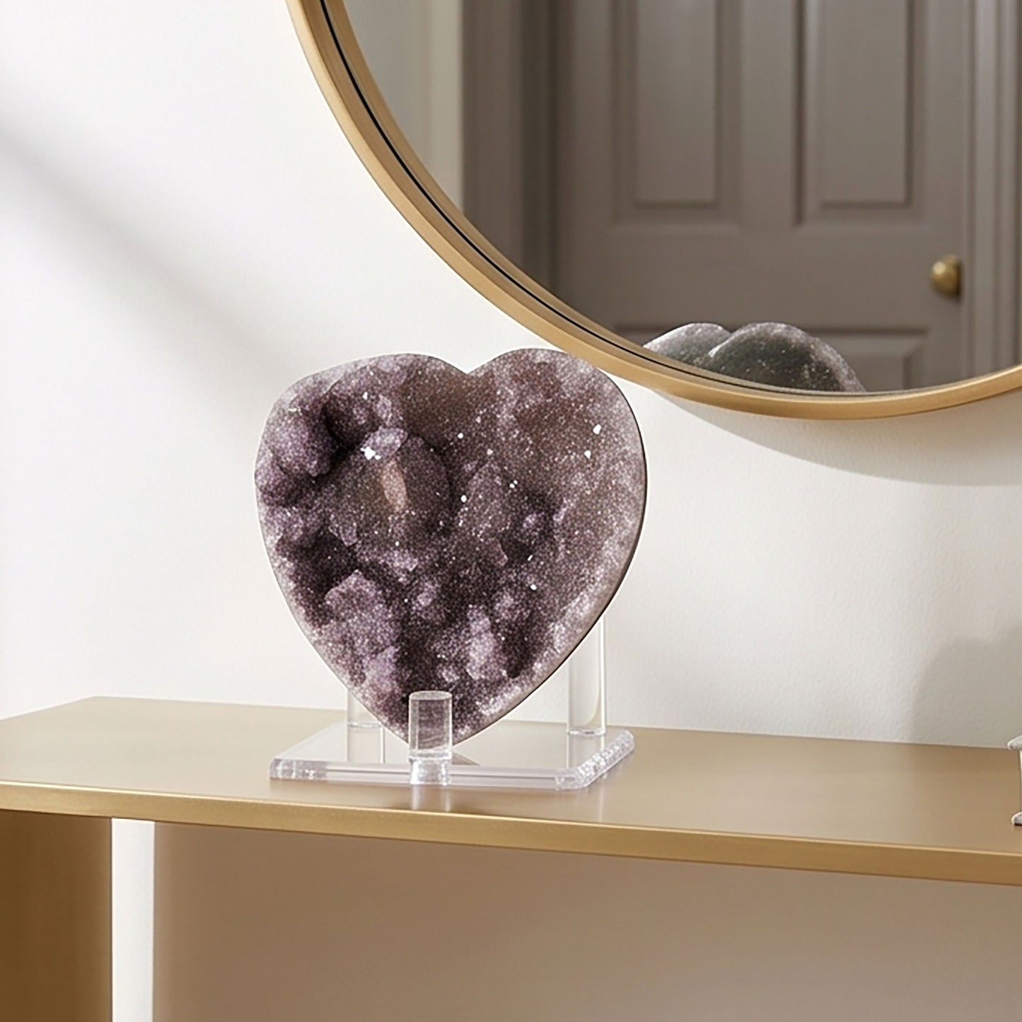 Natural Amethyst Heart Geode 3" Crystal Cluster Druzy Display Stone Home Decor Healing Crystal