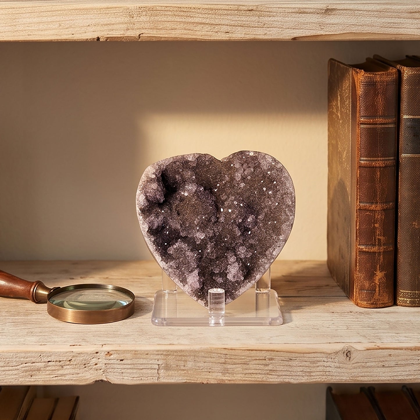 Natural Amethyst Heart Geode 3" Crystal Cluster Druzy Display Stone Home Decor Healing Crystal