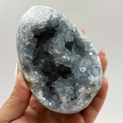 Celestite Geode Crystal Cluster 3.5" Natural Blue Crystal Specimen - Gem Avenue Retail