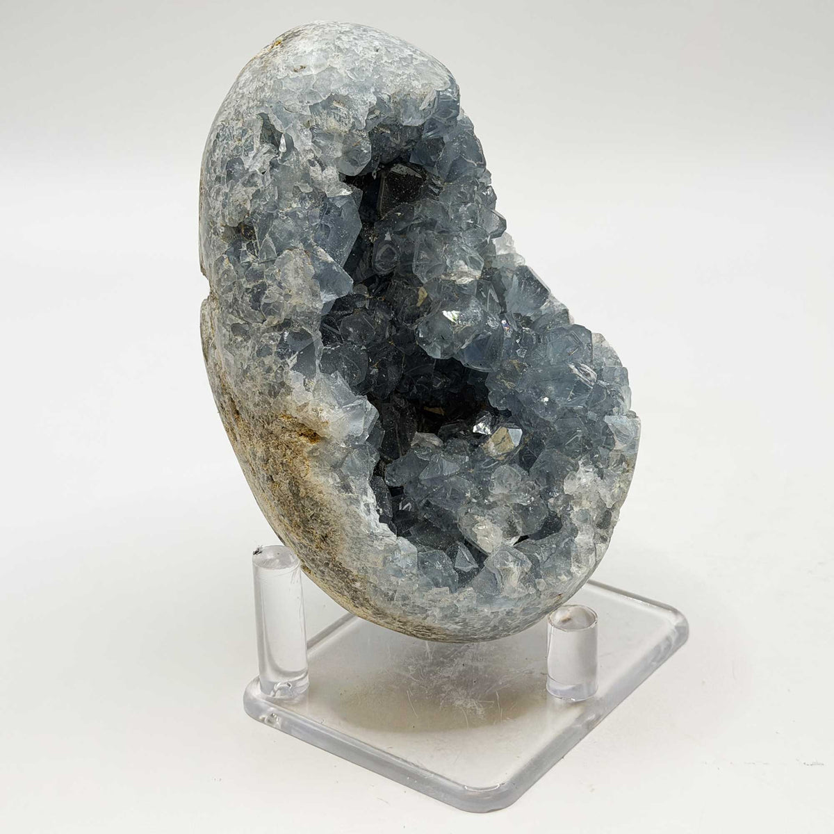 Celestite Geode Crystal Cluster Specimen 3.5" Natural Blue Crystal Display Stone