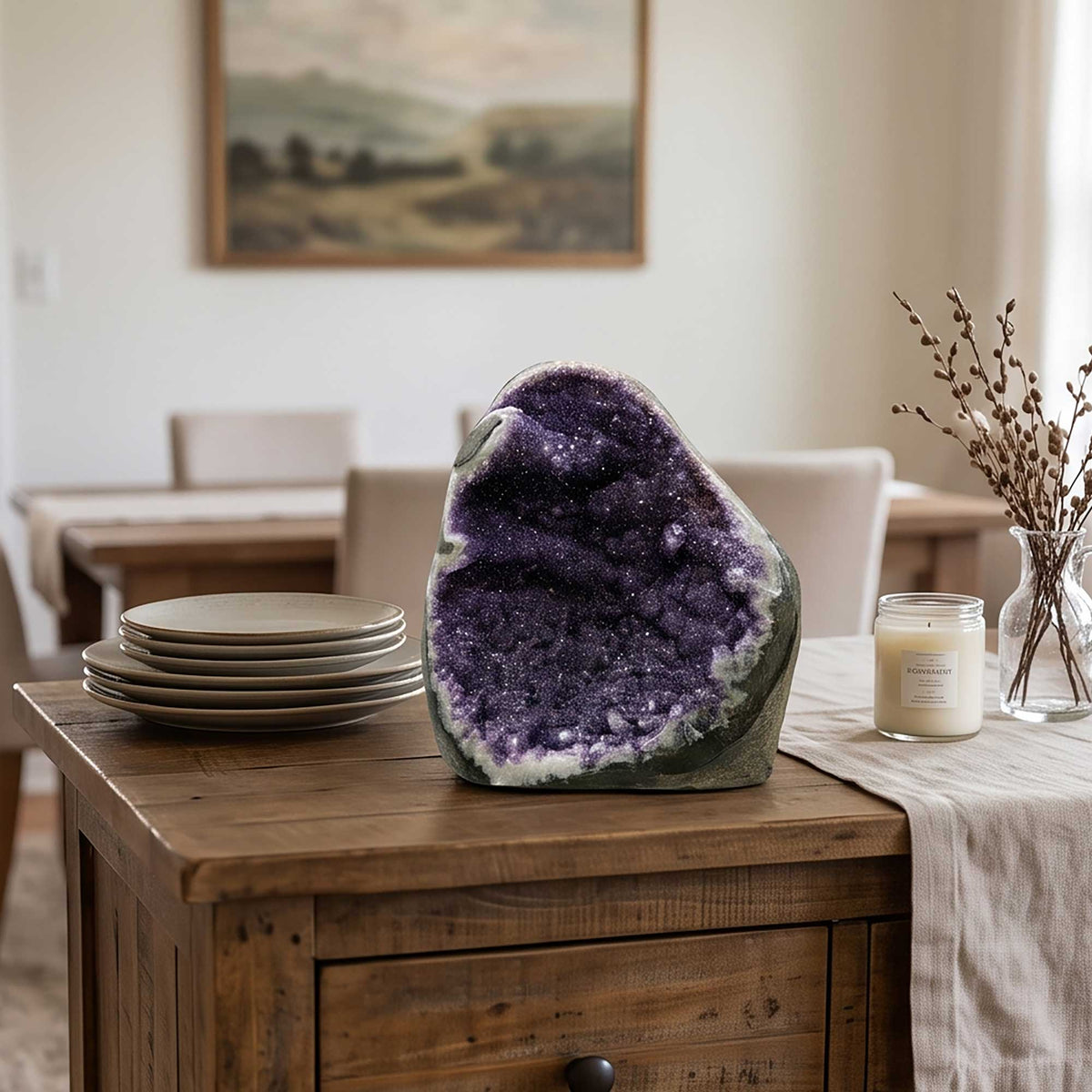 Natural Amethyst Geode Crystal 6" Brazilian Purple Gemstone Specimen