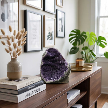 Natural Amethyst Geode Crystal 6" Brazilian Purple Gemstone Specimen