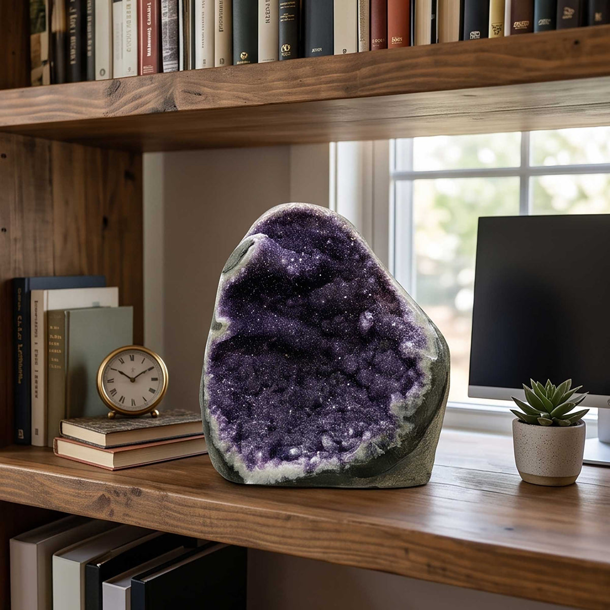 Natural Amethyst Geode Crystal 6" Brazilian Purple Gemstone Specimen