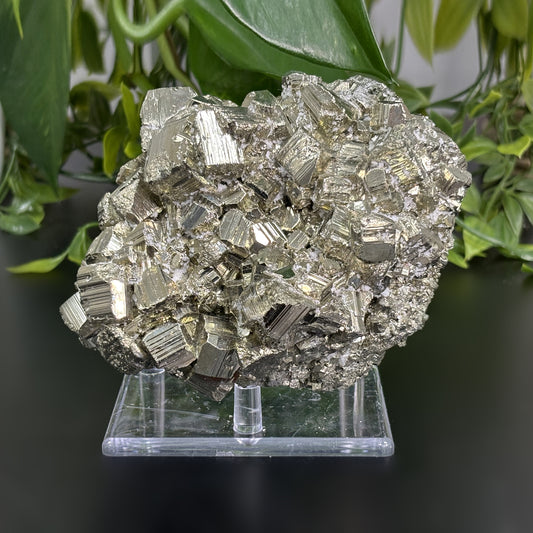 Natural Pyrite Crystal Cluster – Raw Healing Stone for Energy, Prosperity, Meditation & Home Décor – Golden Gemstone Mineral Specimen for Display & Collectors - RMI720