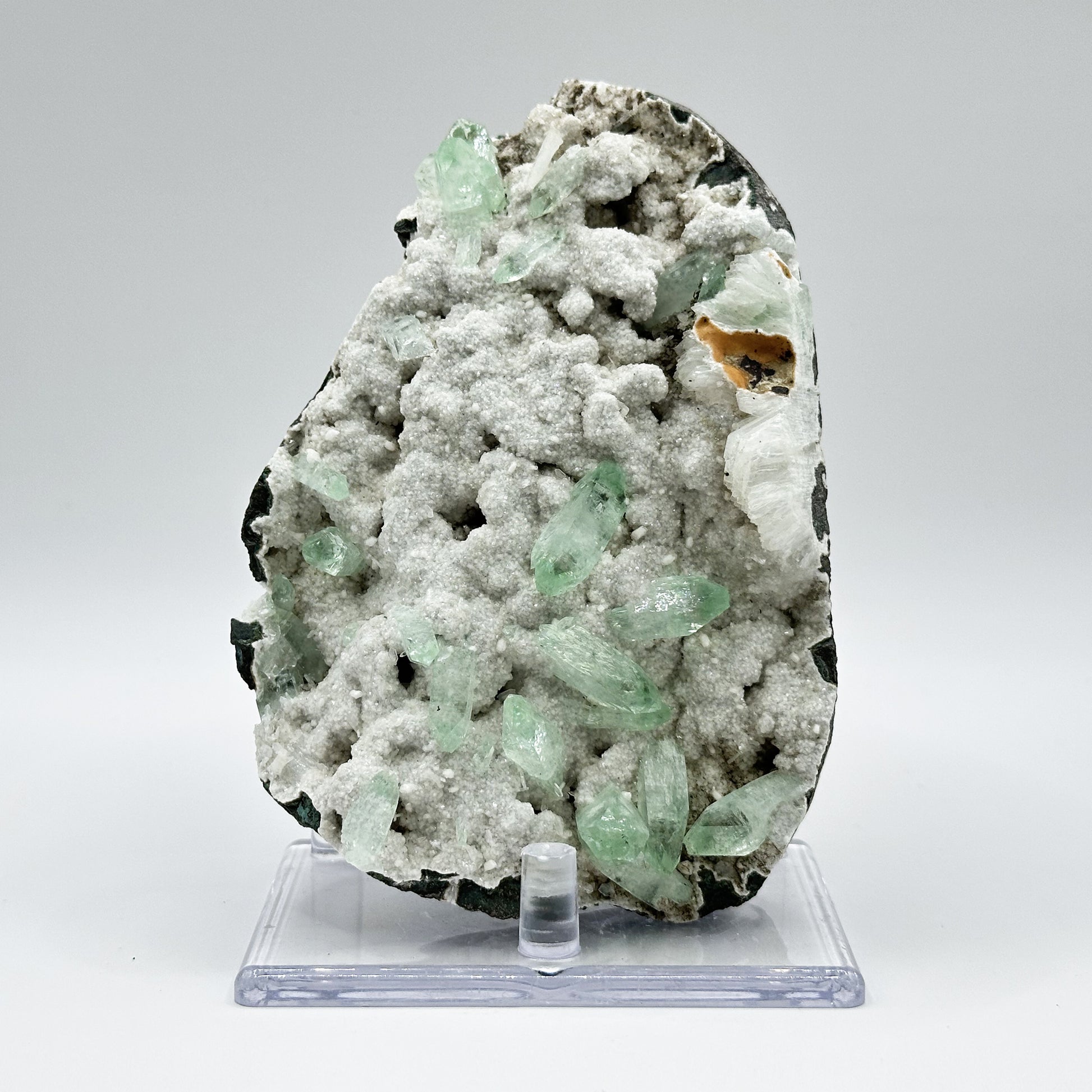 Natural Green Apophyllite with White Stilbite Mineral Specimens - Gem Avenue