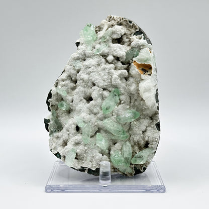 Natural Green Apophyllite with White Stilbite Mineral Specimens - Gem Avenue